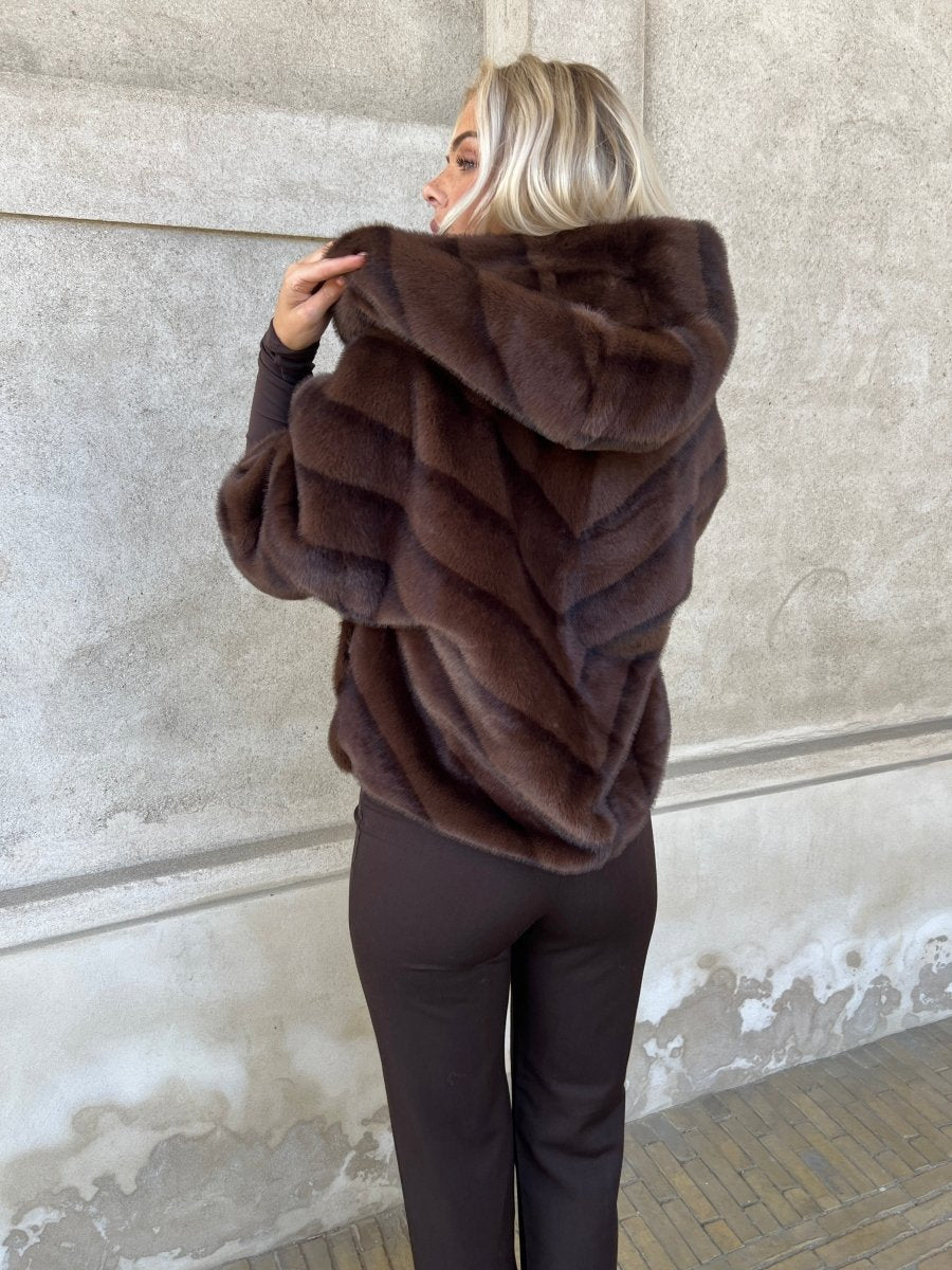 Flam dark brown fake fur - Aaberg DK