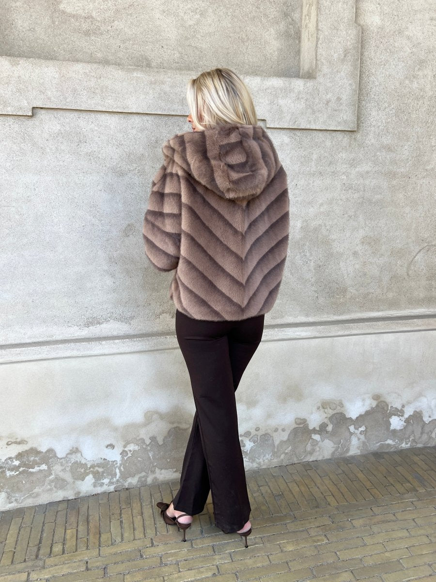 Flam muldvarp fake fur kappe - Aaberg DK