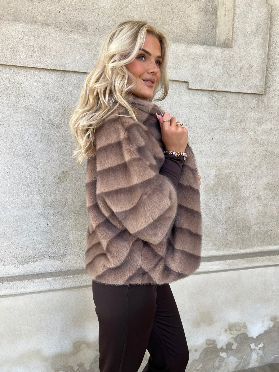 Flam muldvarp fake fur kappe - Aaberg DK