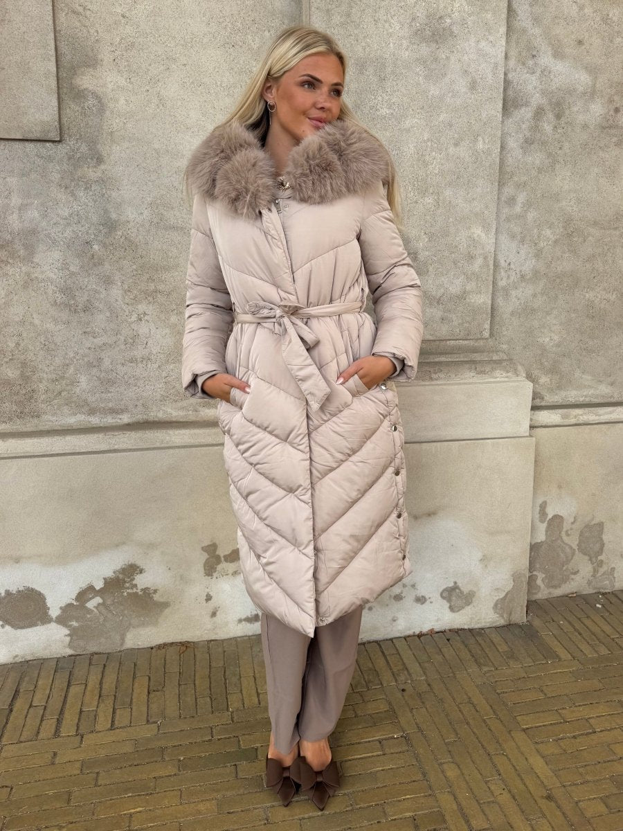 Flam puffer long coat Khaki - Aaberg DK