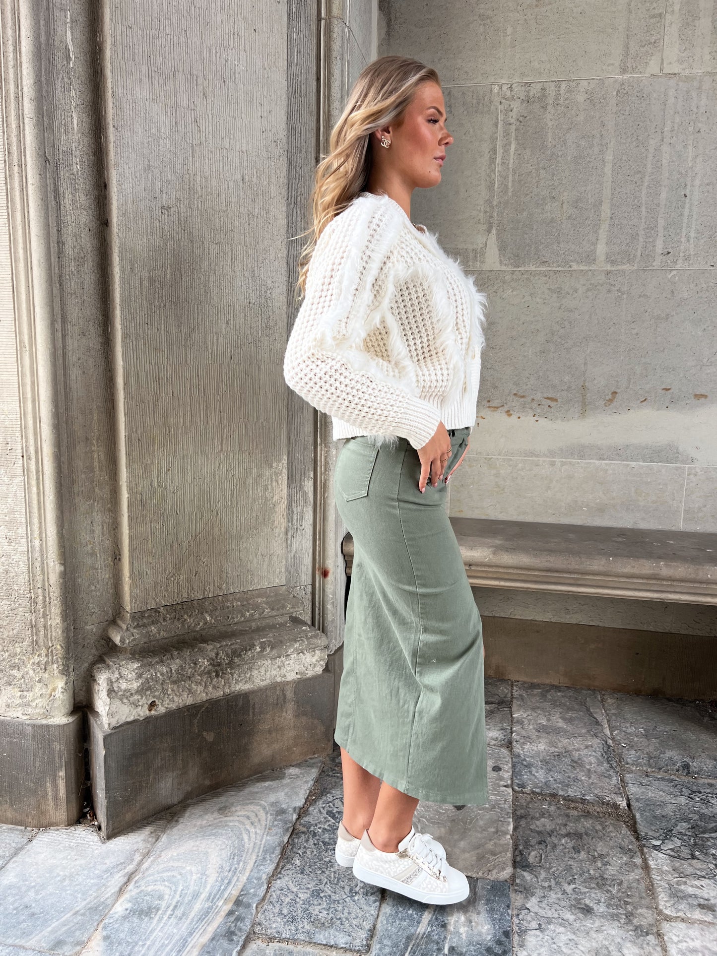 Maia army denim nederdel