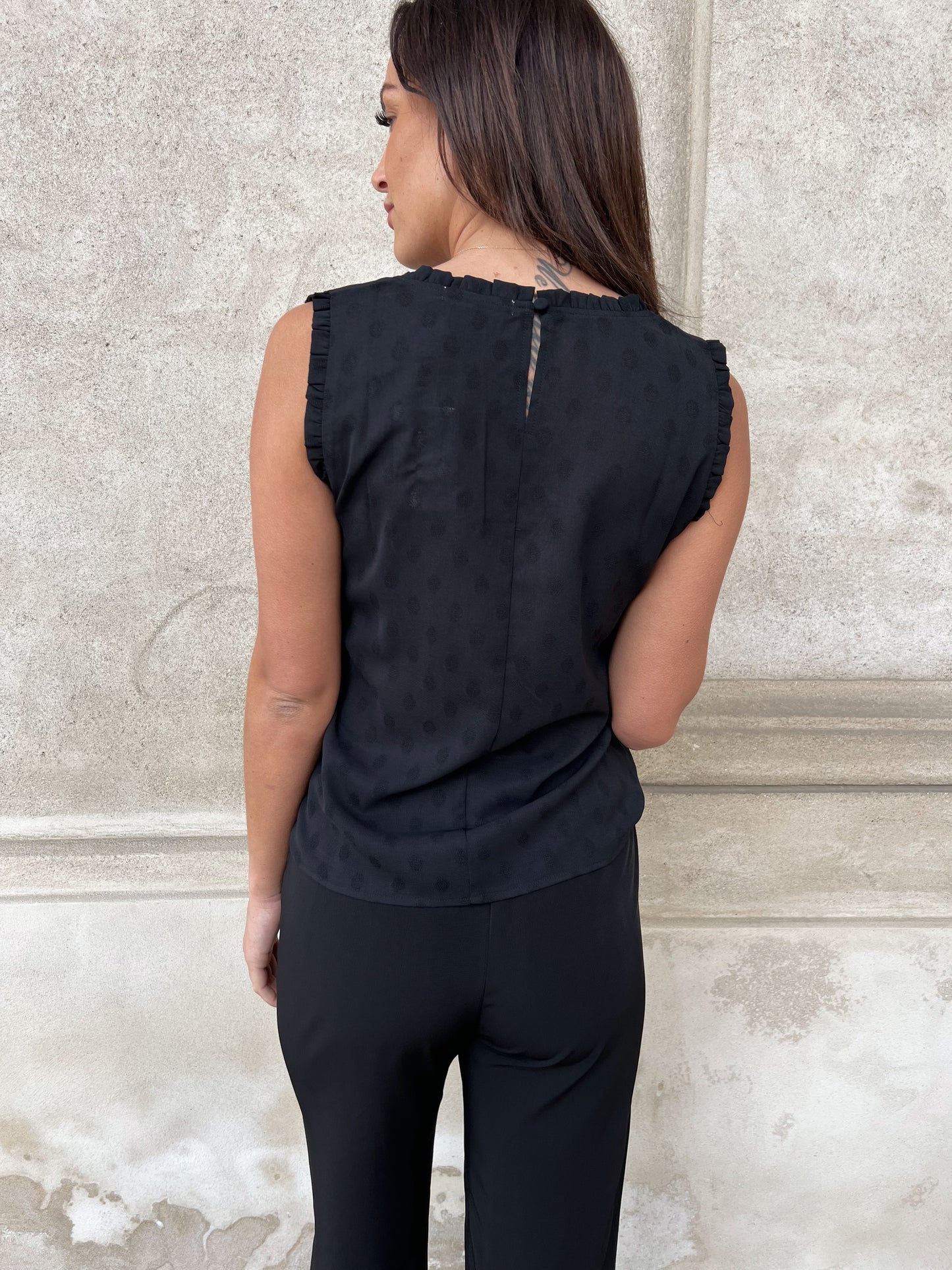 Majolica sort top m. detaljer (9281)