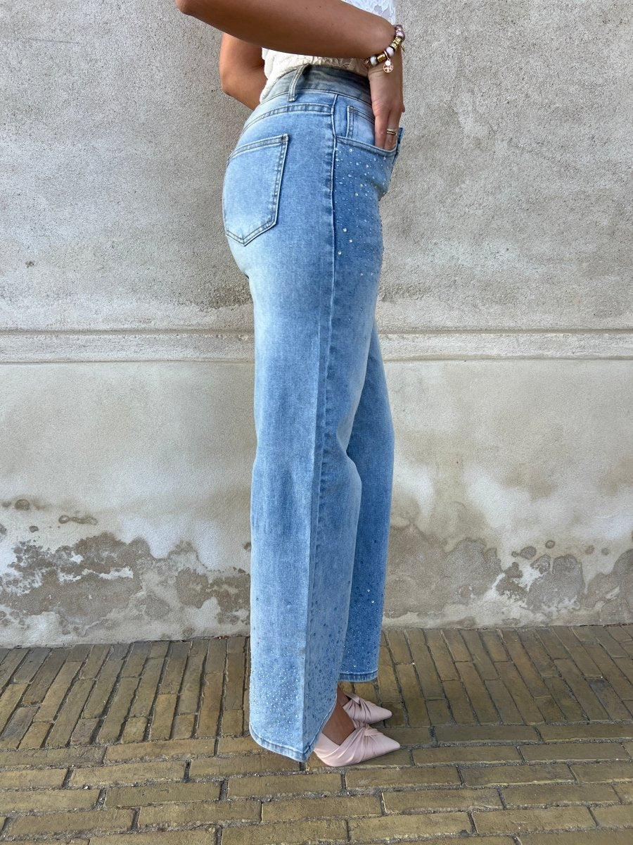 Laulia straight rhinestone jeans - Aaberg DK