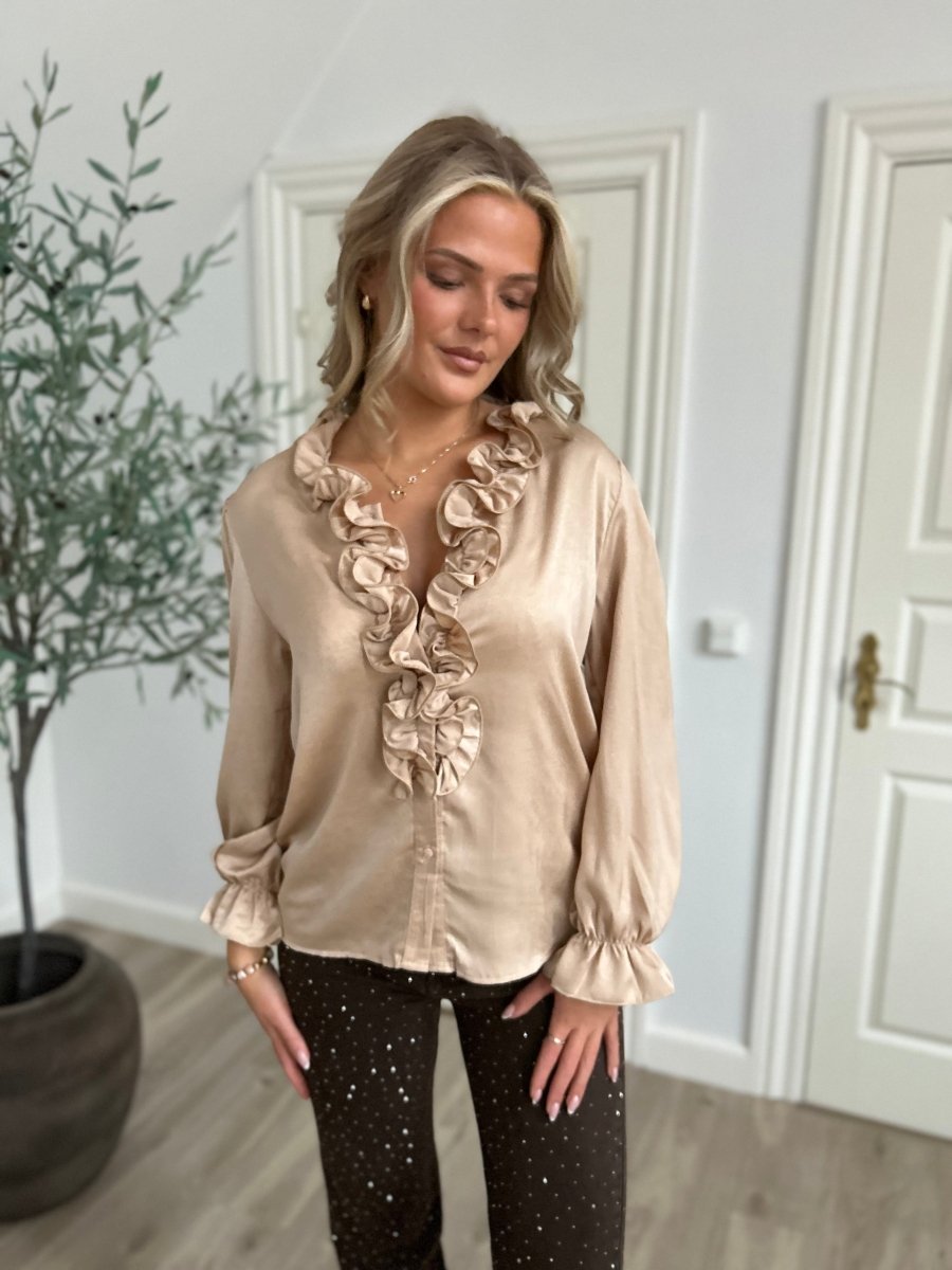 LUZABELLE champagne satin Blouse - Aaberg DK