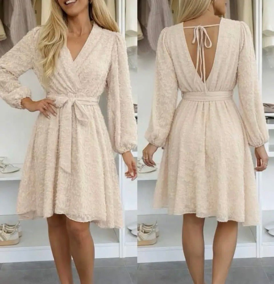Syma beige lace dress - Aaberg DK