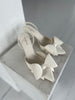 Steph white bow heel