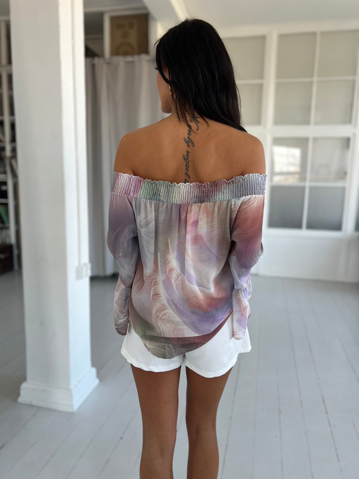 Kaya rainbow off-shoulder blouse
