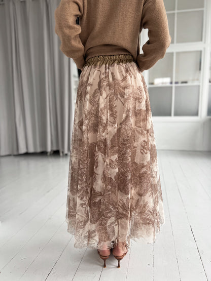 Rosy khaki skirt