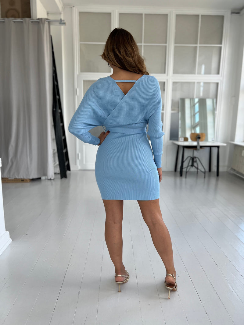 Louloa sky blue knit dress (5902)-kjole-Aaberg Copenhagen