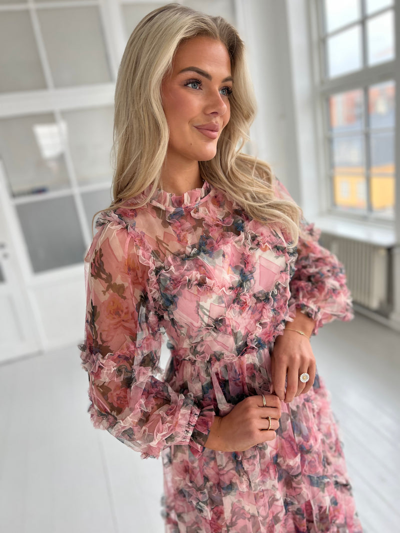 Flam rose flower dress (8597)