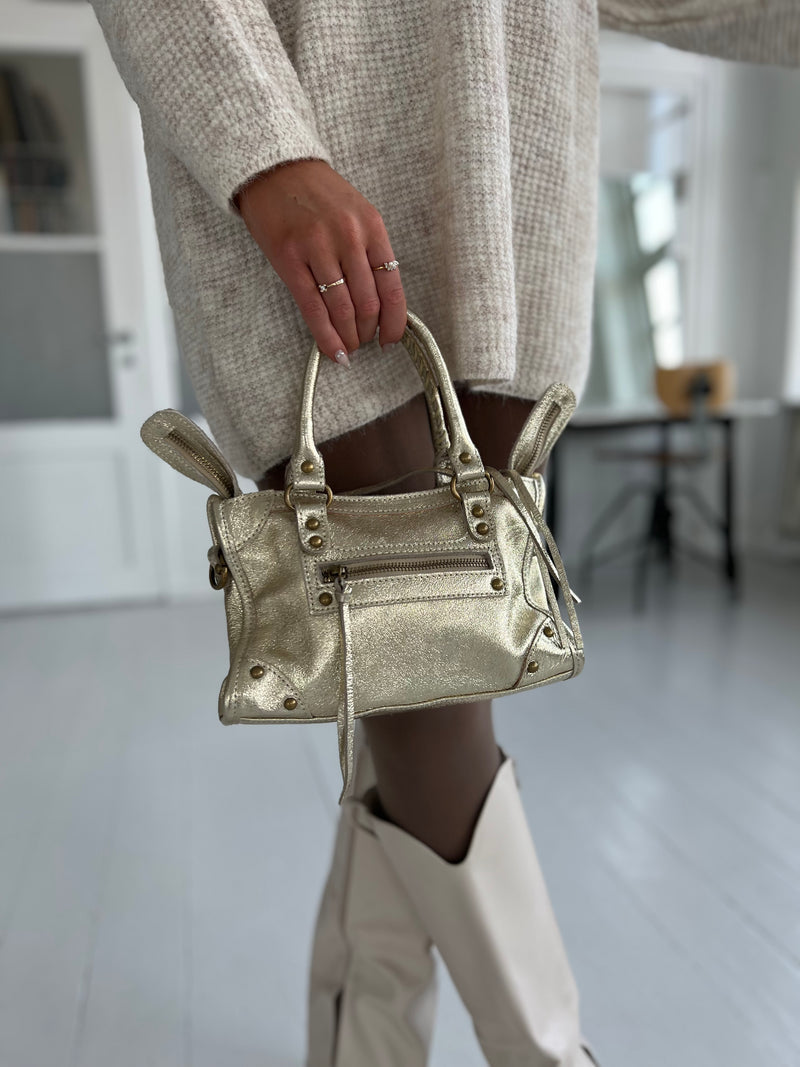 Louisa Lee gold leather handbag (008)