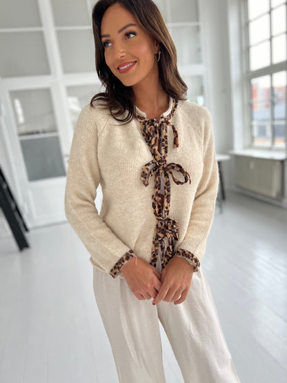 Azaka beige leopard cardigan ( 8274)