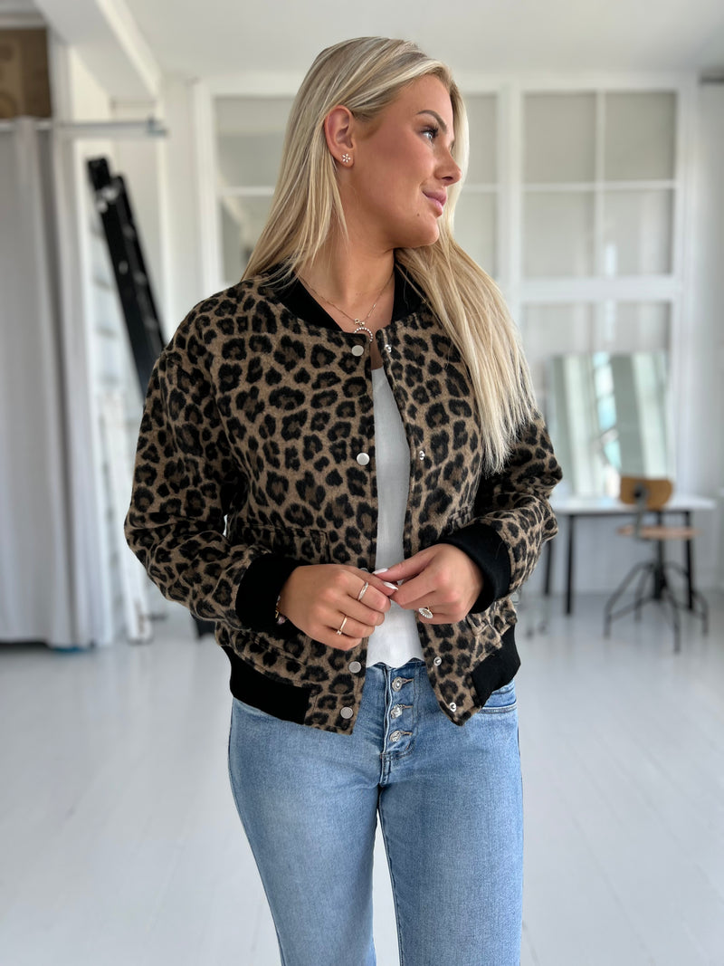 Flam leopard bomber fleece (1958)-jakke-Aaberg Copenhagen