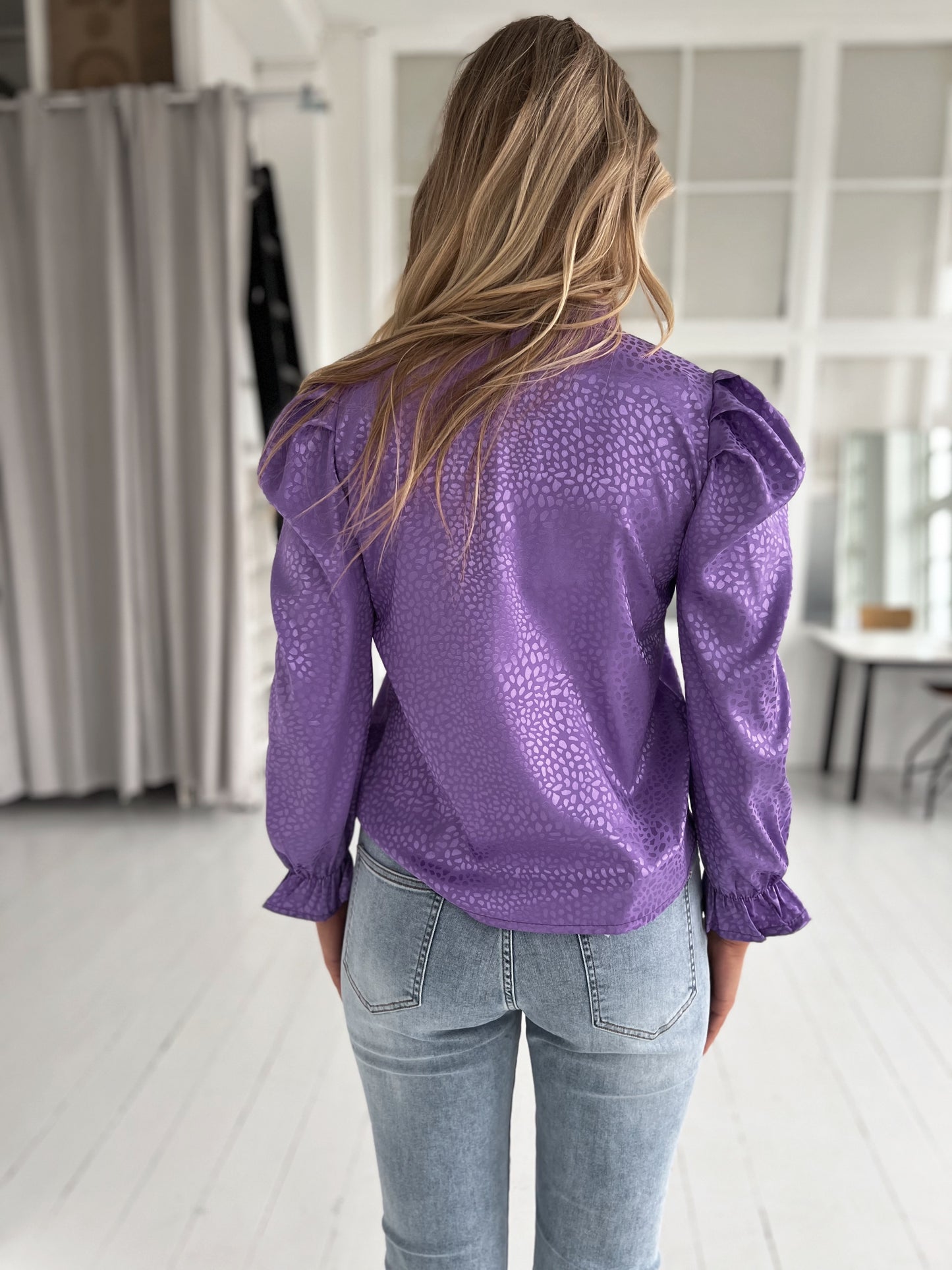 Laura purple shirt