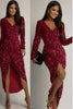 Issy bordeaux lang glimmer kjole