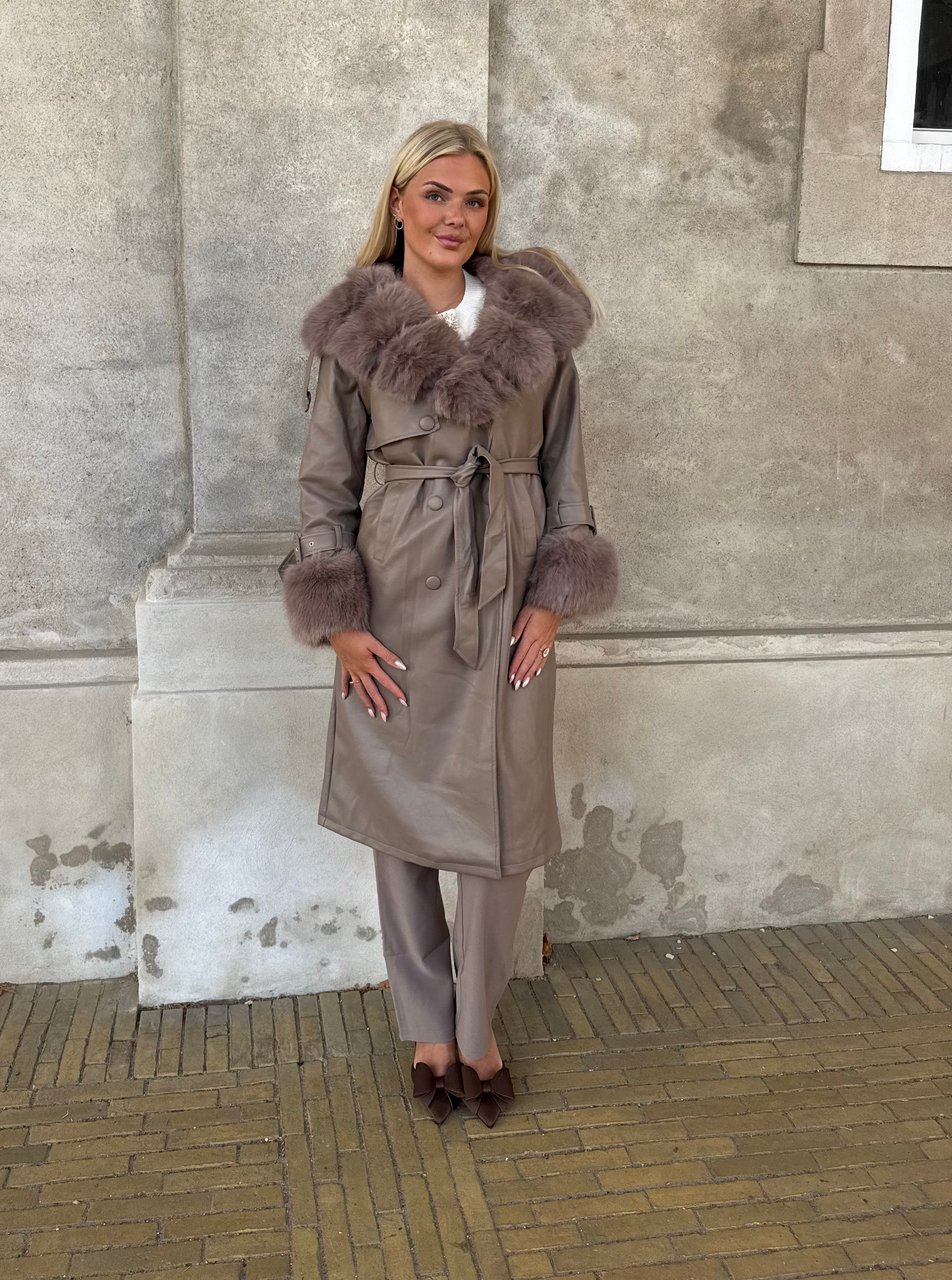 Flam faux leather coat muldvarp