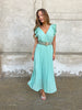 Kaia Green long plisse dress