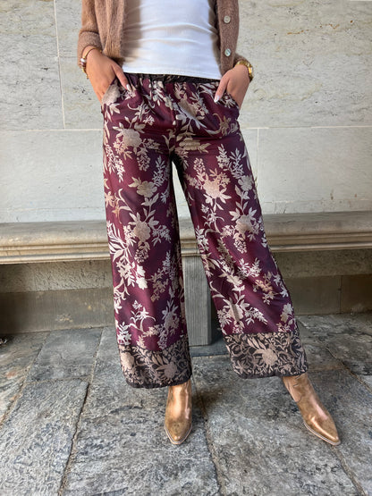 Bellice bordeaux satin pants