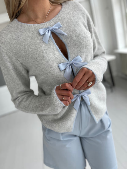 Azaka grey bow knit (8472)