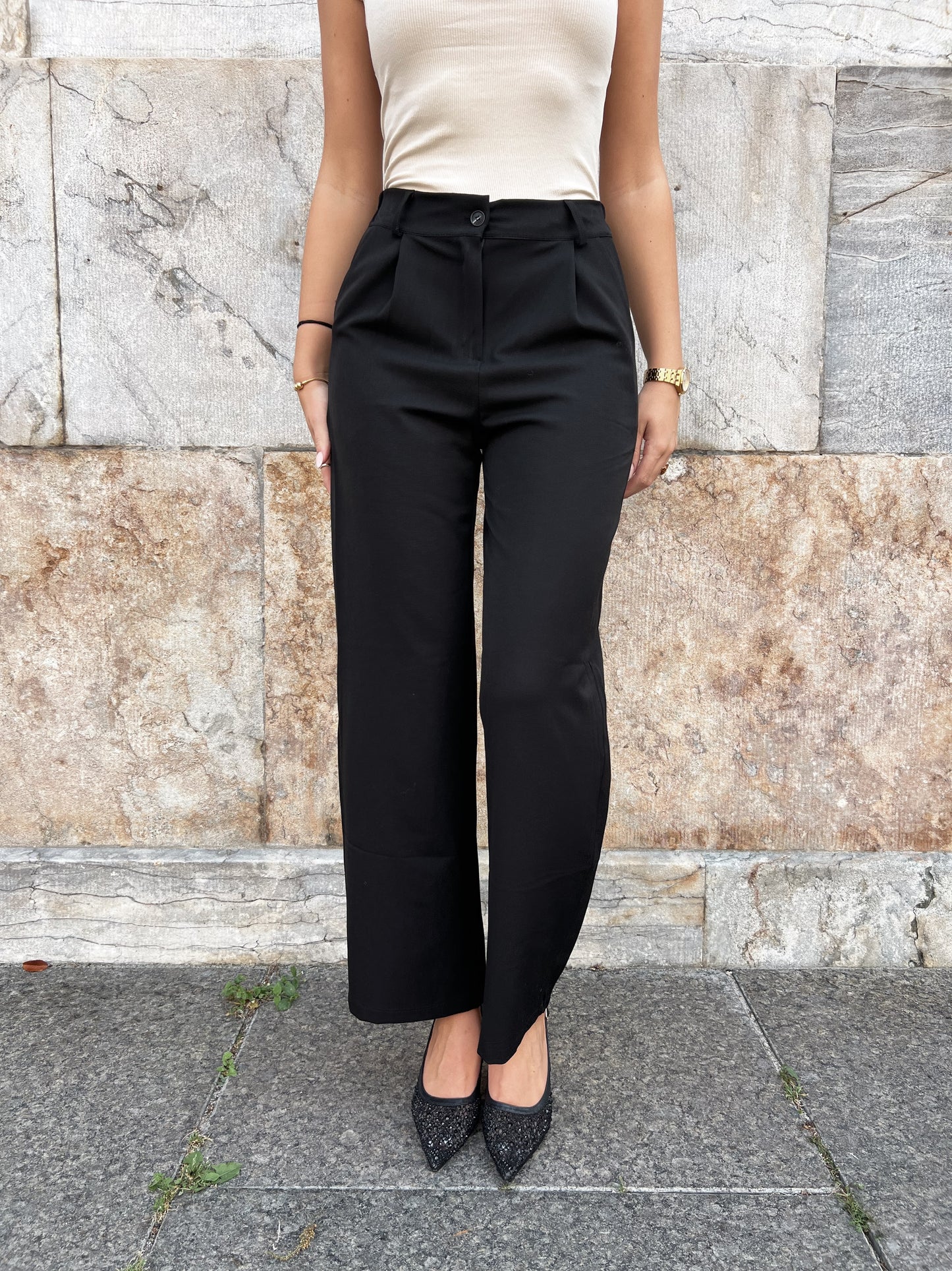 Laf'ee black long trousers (5723)