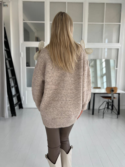 Azaka taupe knit cardigan (1162)