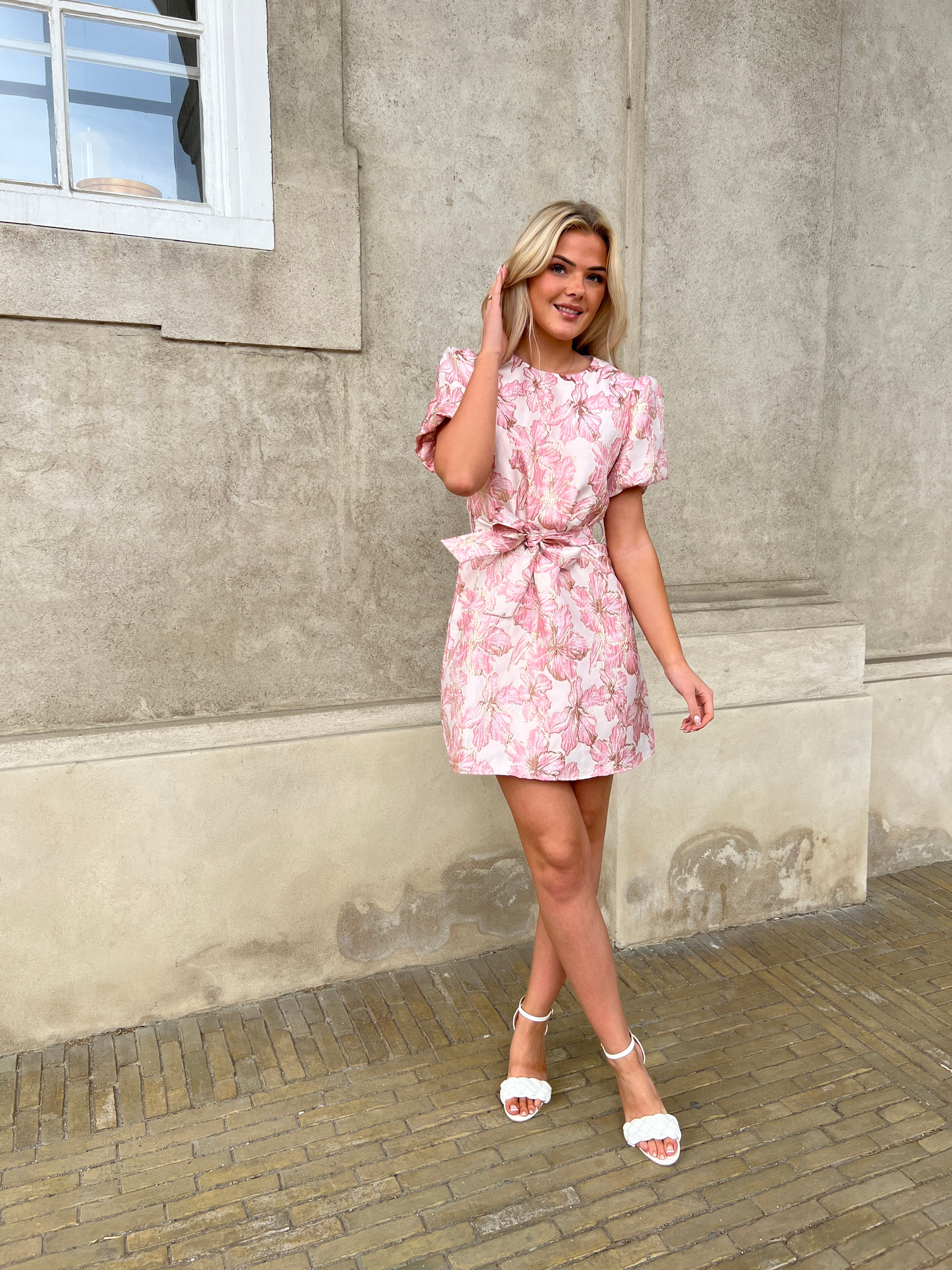 Golden Live pink jaquard dress