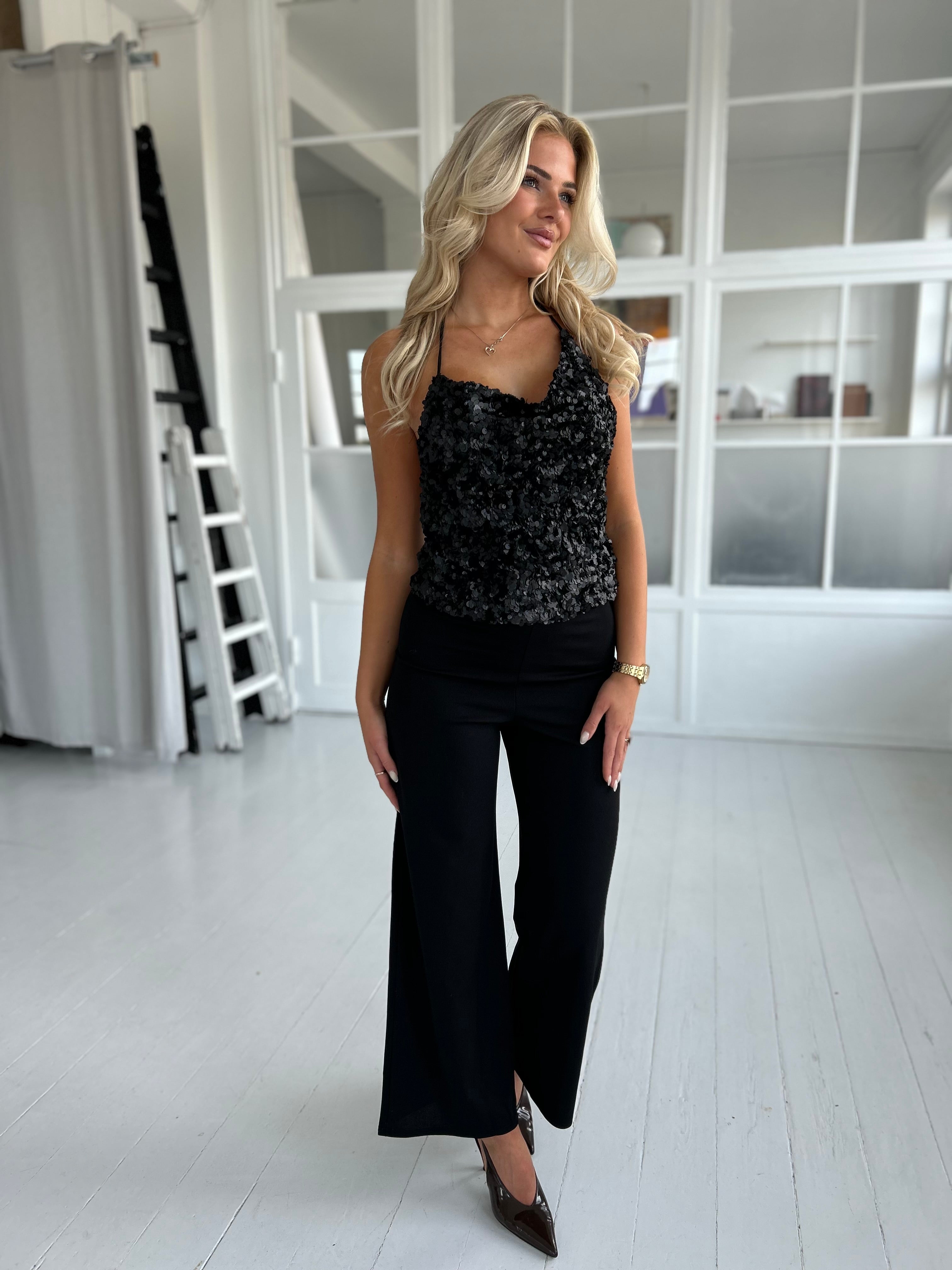 Azaka Black sequin top