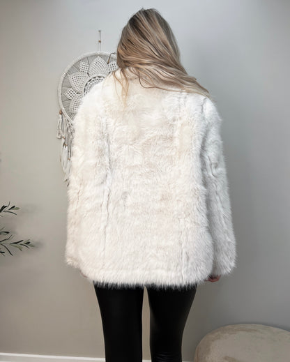 Flam beige faux fur jakke (2213)