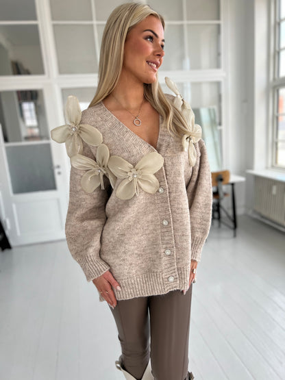 Azaka taupe knit cardigan (1162)