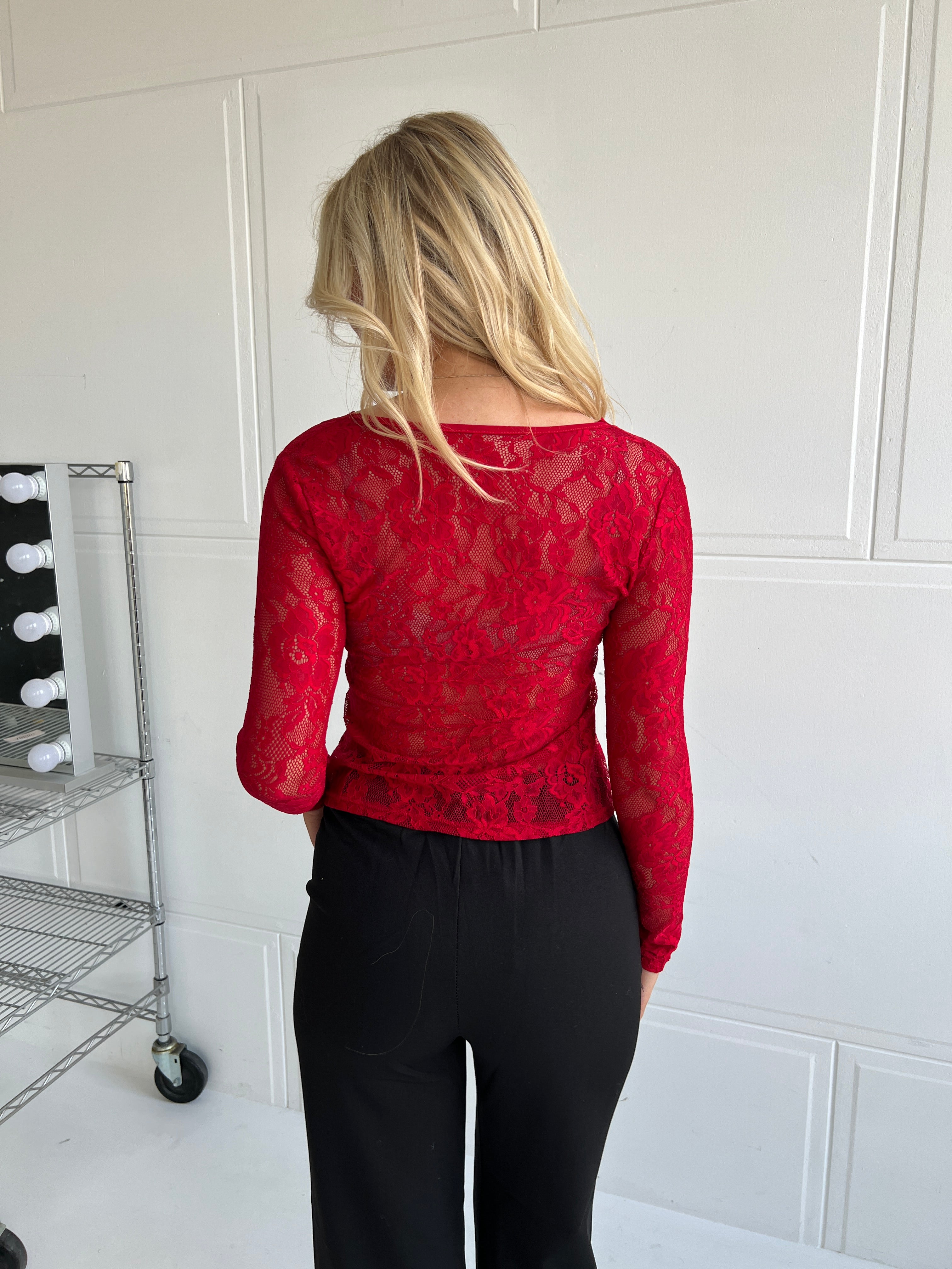 Fleur red lace top