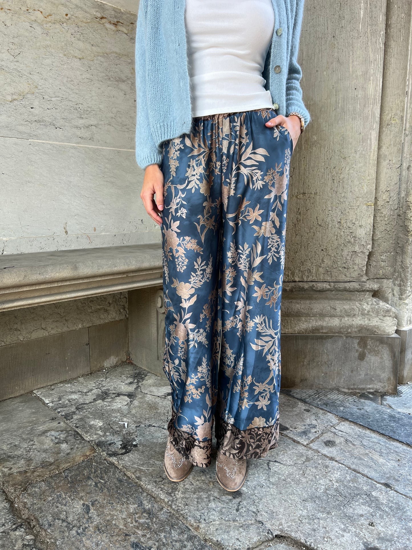 Bellice blue satin pants