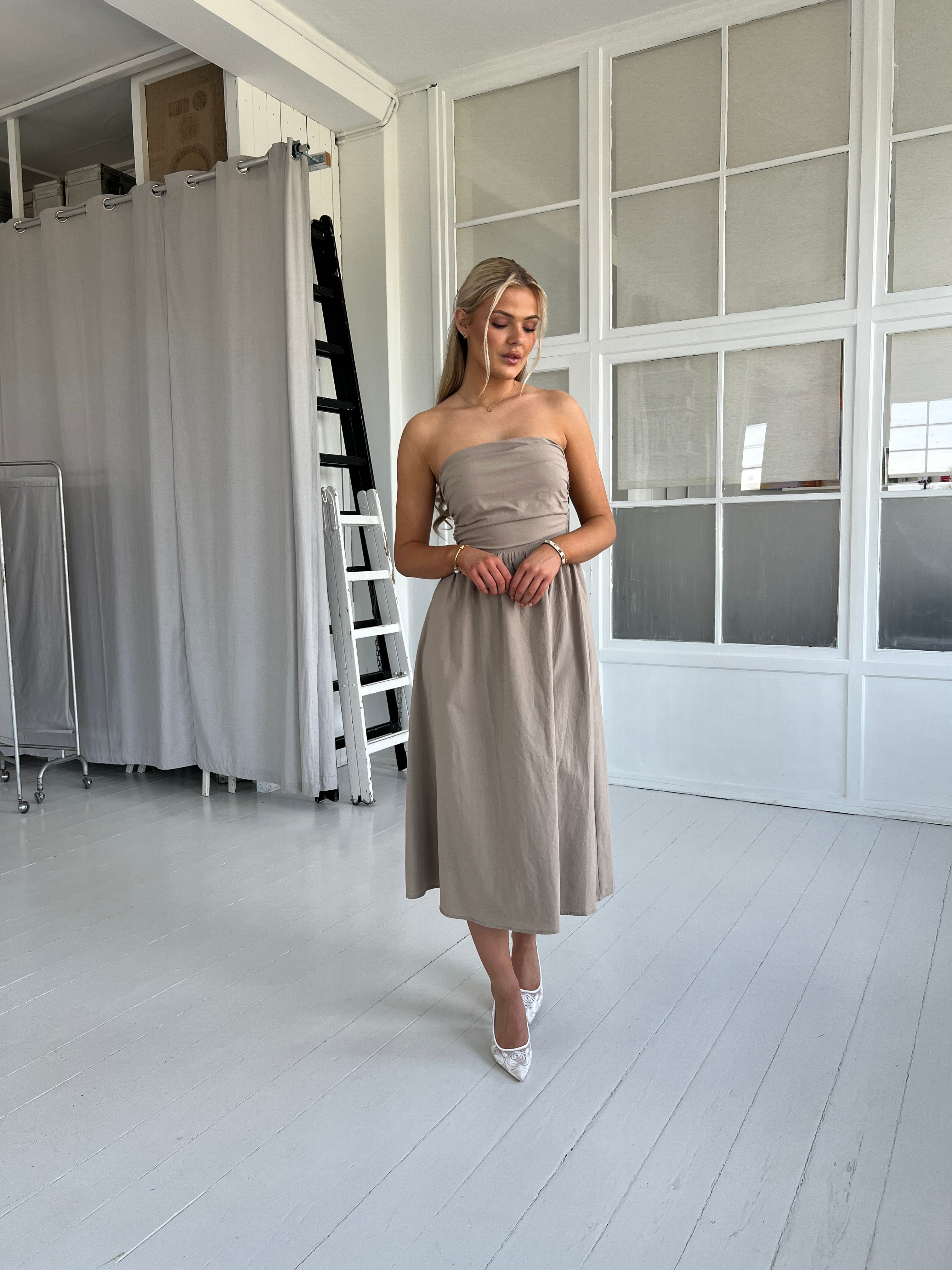Eight luxe taupe dress
