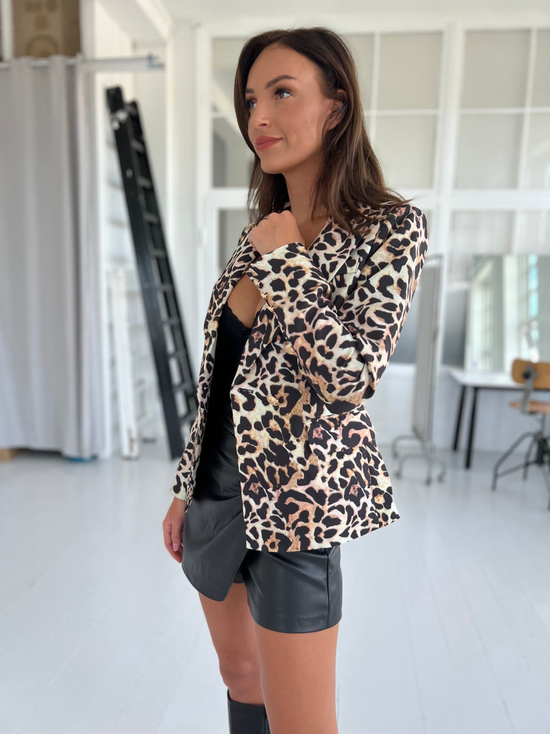 Attentif leopard blazer (2421)-blazer-Aaberg Copenhagen