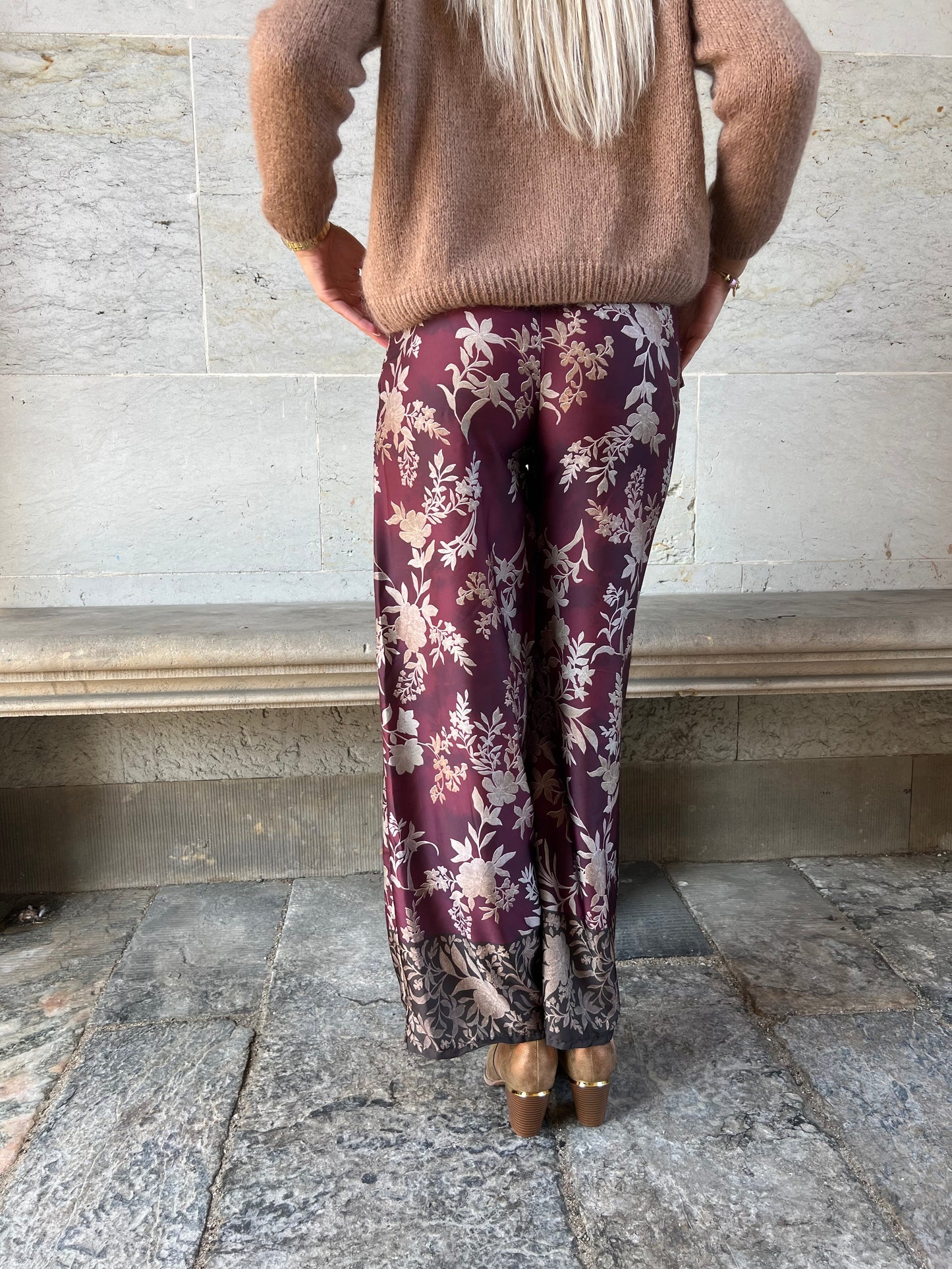 Bellice bordeaux satin pants