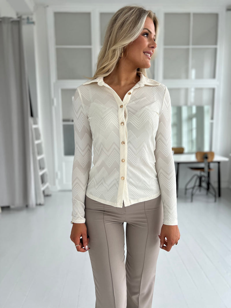 By Swan beige elastan blouse (8790) - Set forfra - fra webshoppen Aaberg Copenhagen