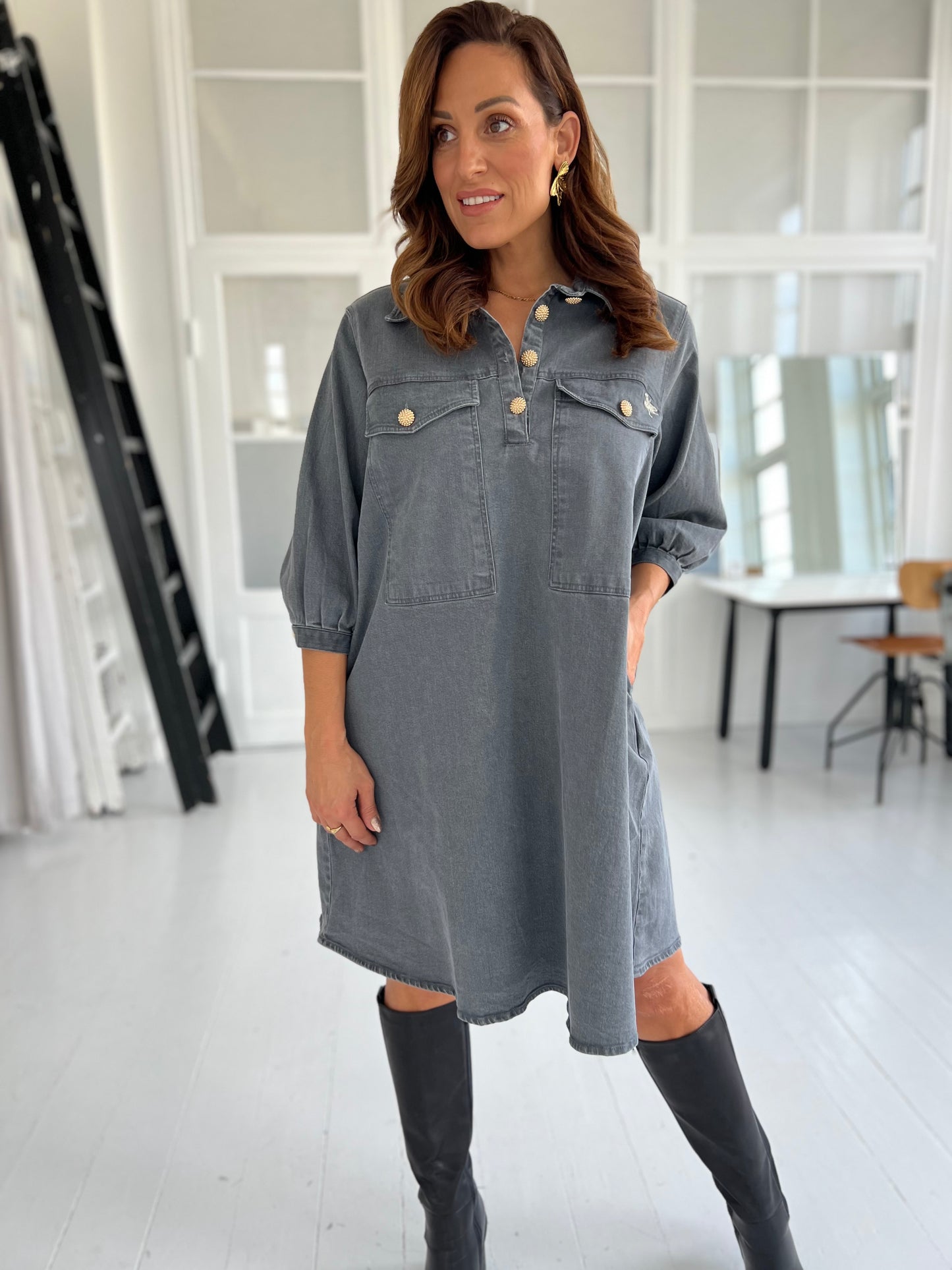 Gaspar grey denim Malmø dress (7705)