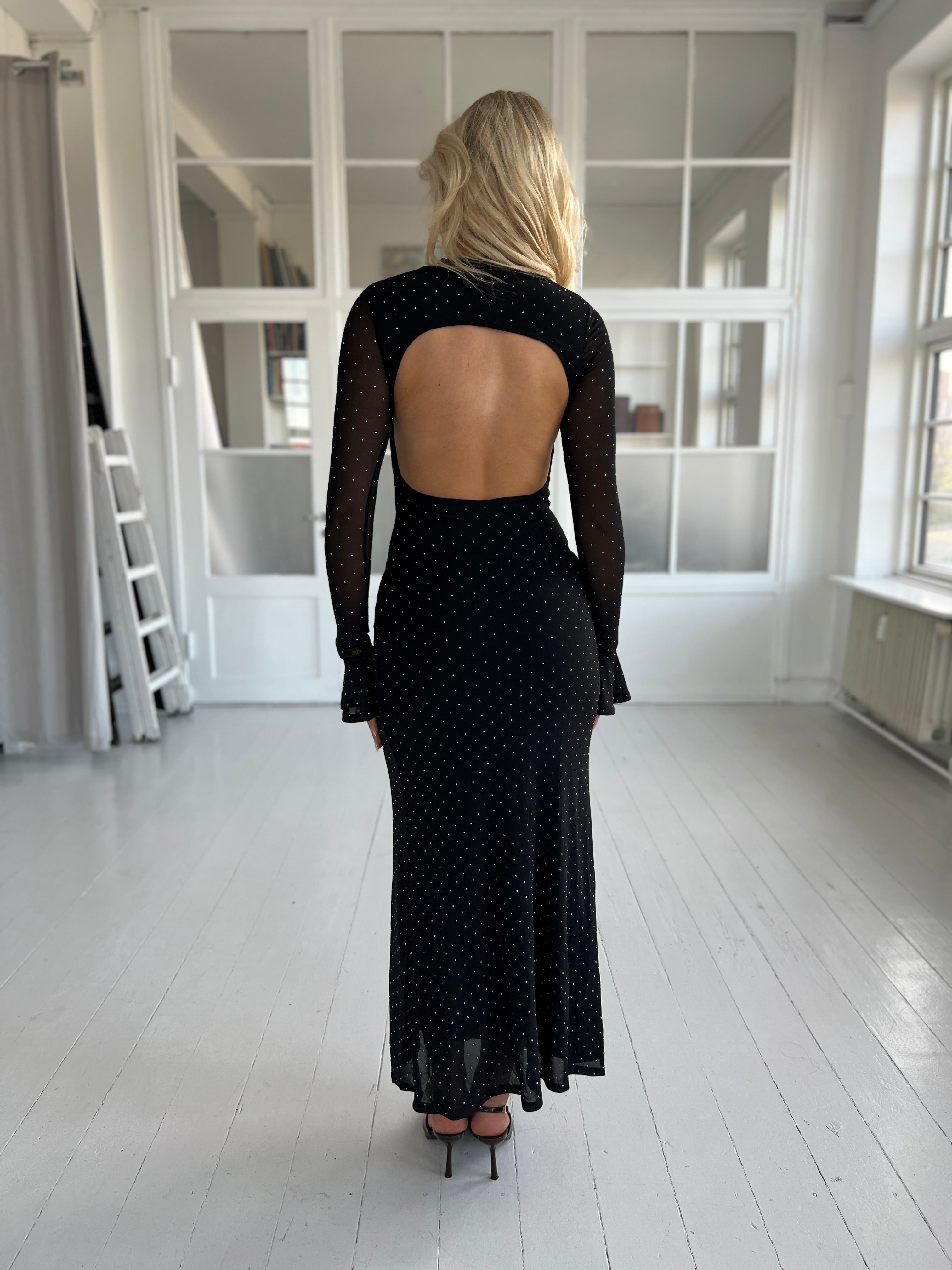 Eight luxe open back rhinestone dress