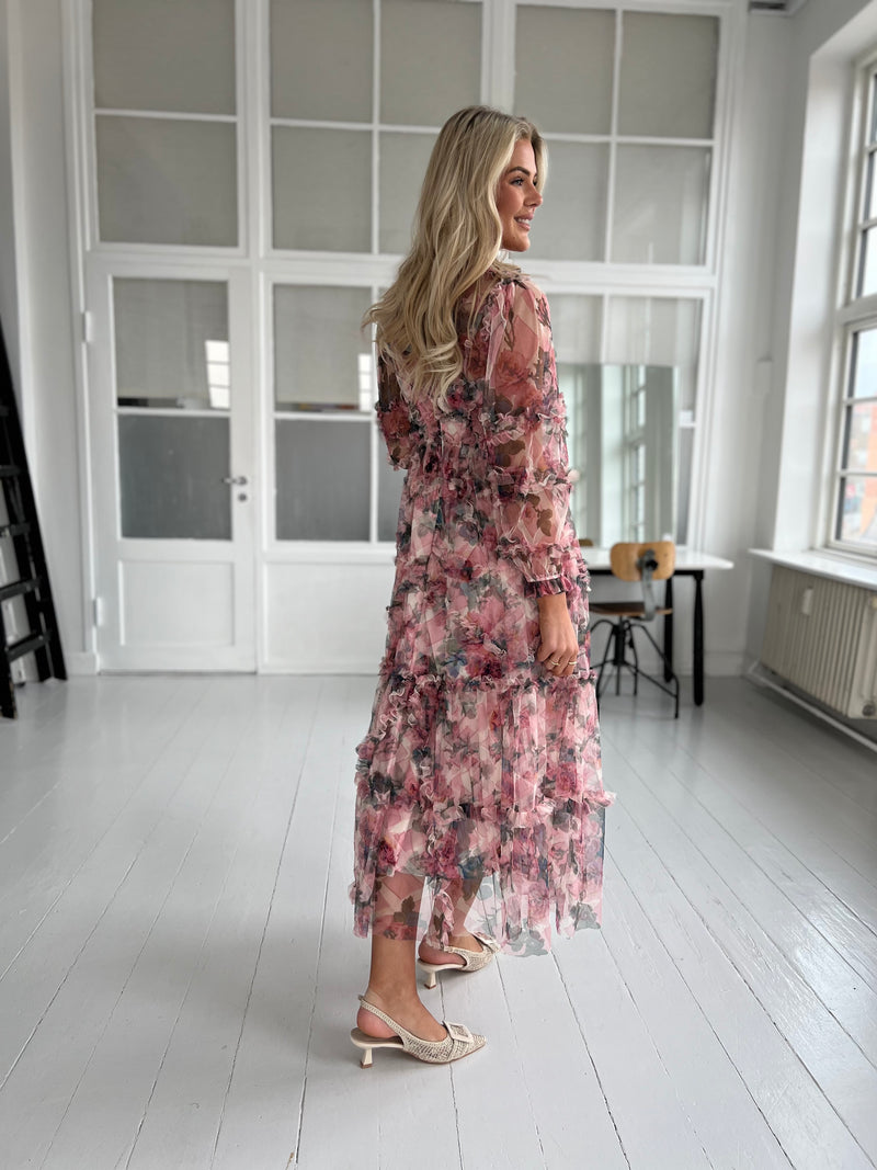 Flam rose flower dress (8597)