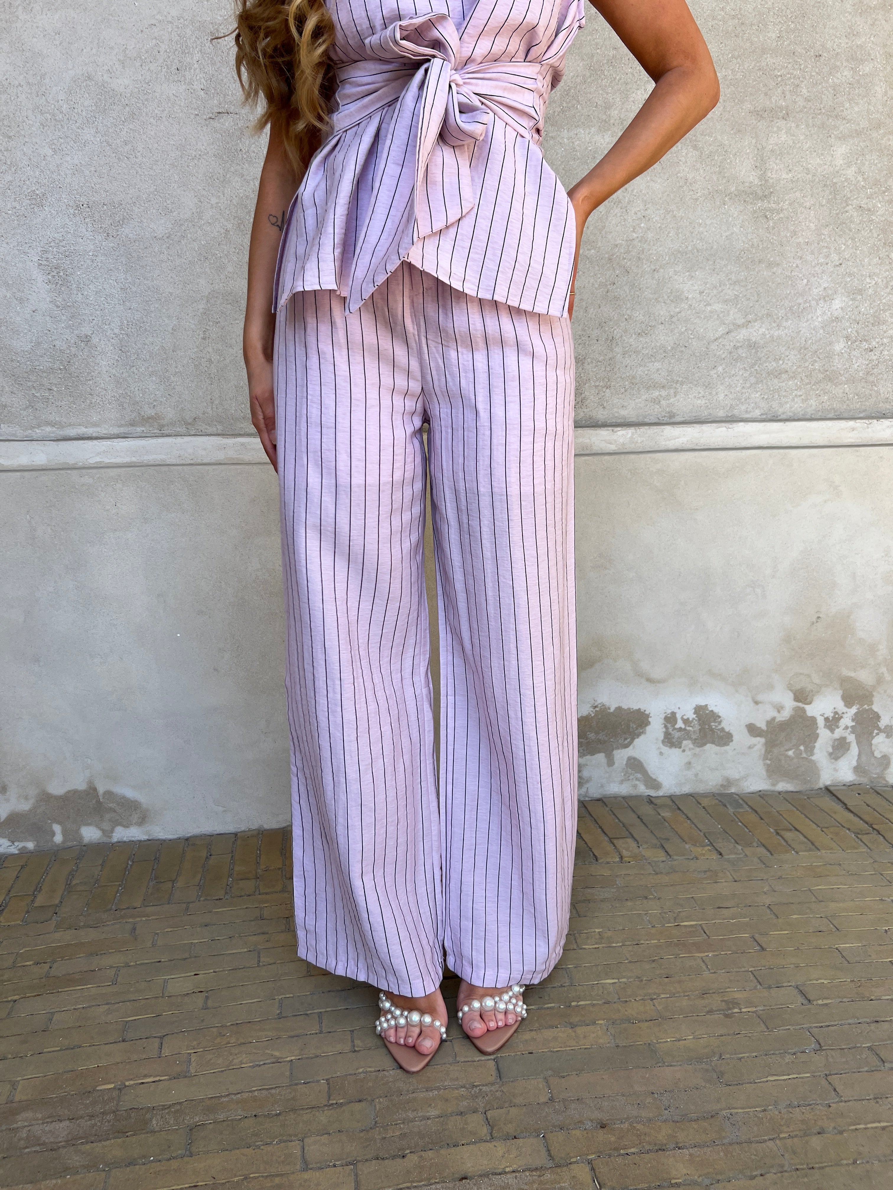 Elli striped linen pants
