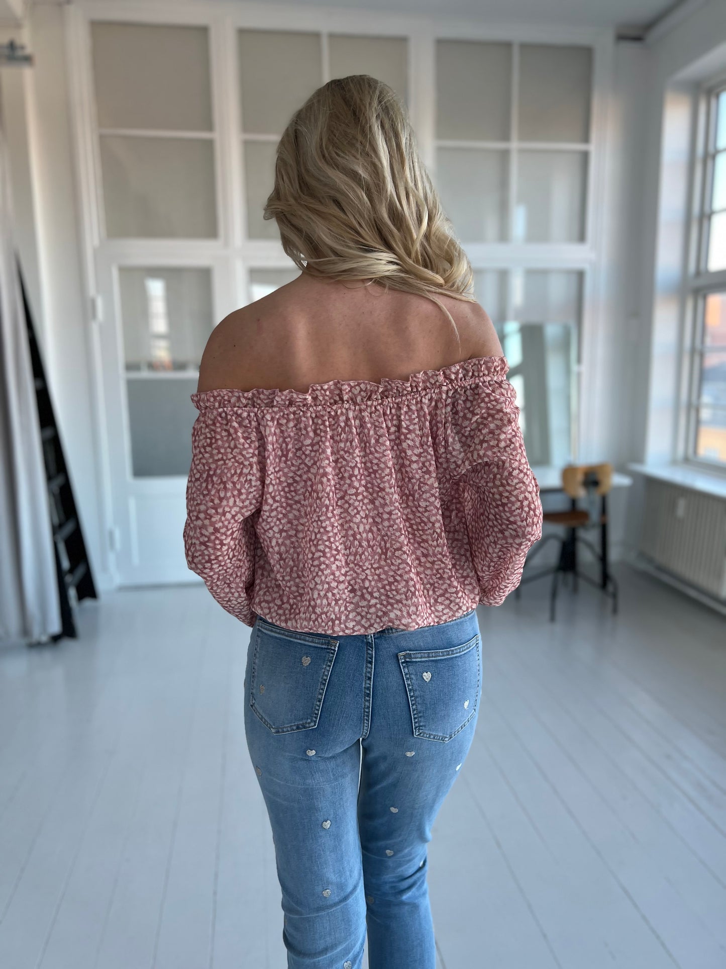 Latino rosa flower blouse (9039)