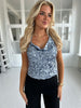 Azaka light blue sequin top