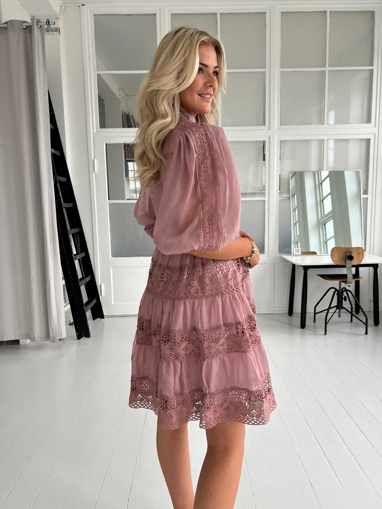 Azaka old rose lace dress (3317)