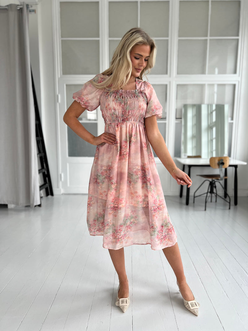 Maya peach flower dress (5417)