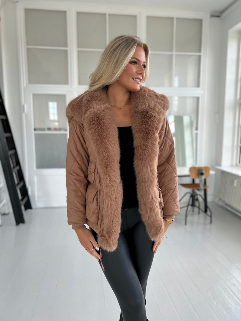 Flam camel puffed jacket (7506)-jakke-Aaberg Copenhagen