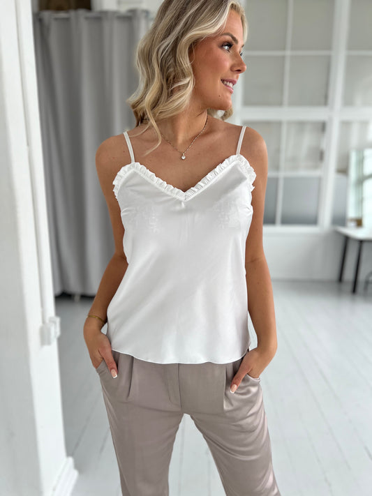 Aaberg Exclusive white satin top