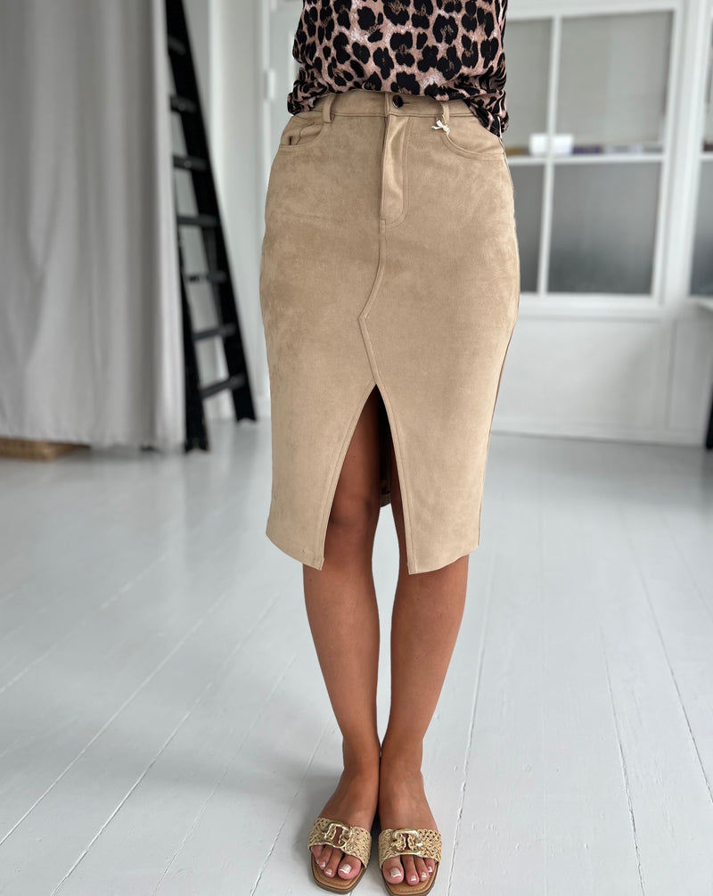 LM beige nubuck skirt-Tøj-Åberg-Åberg Copenhagen DK