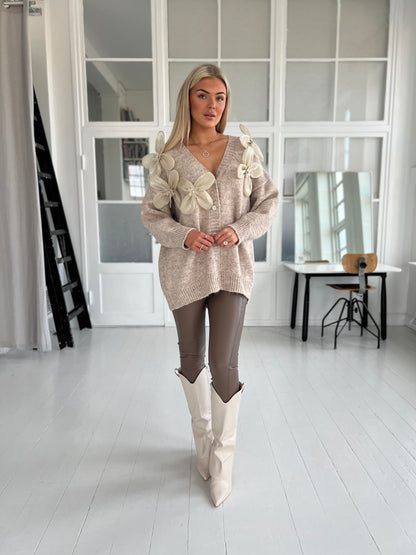 Azaka taupe knit cardigan (1162)