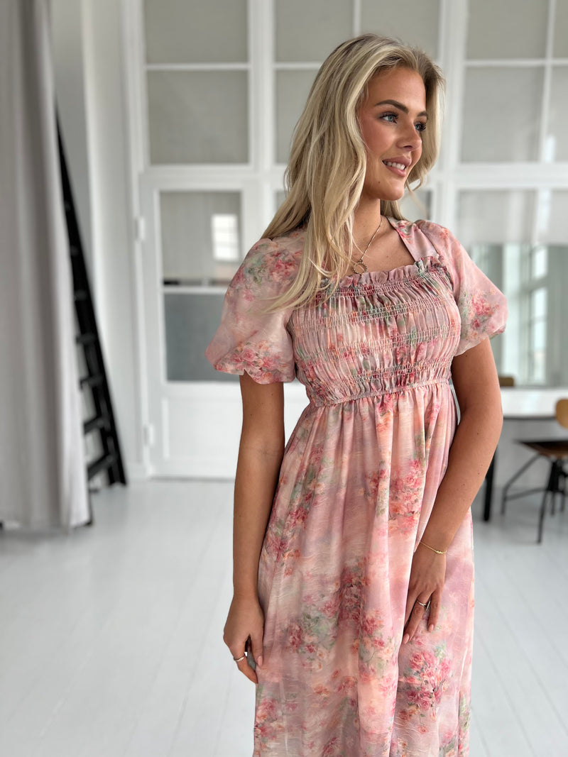 Maya peach flower dress (5417)