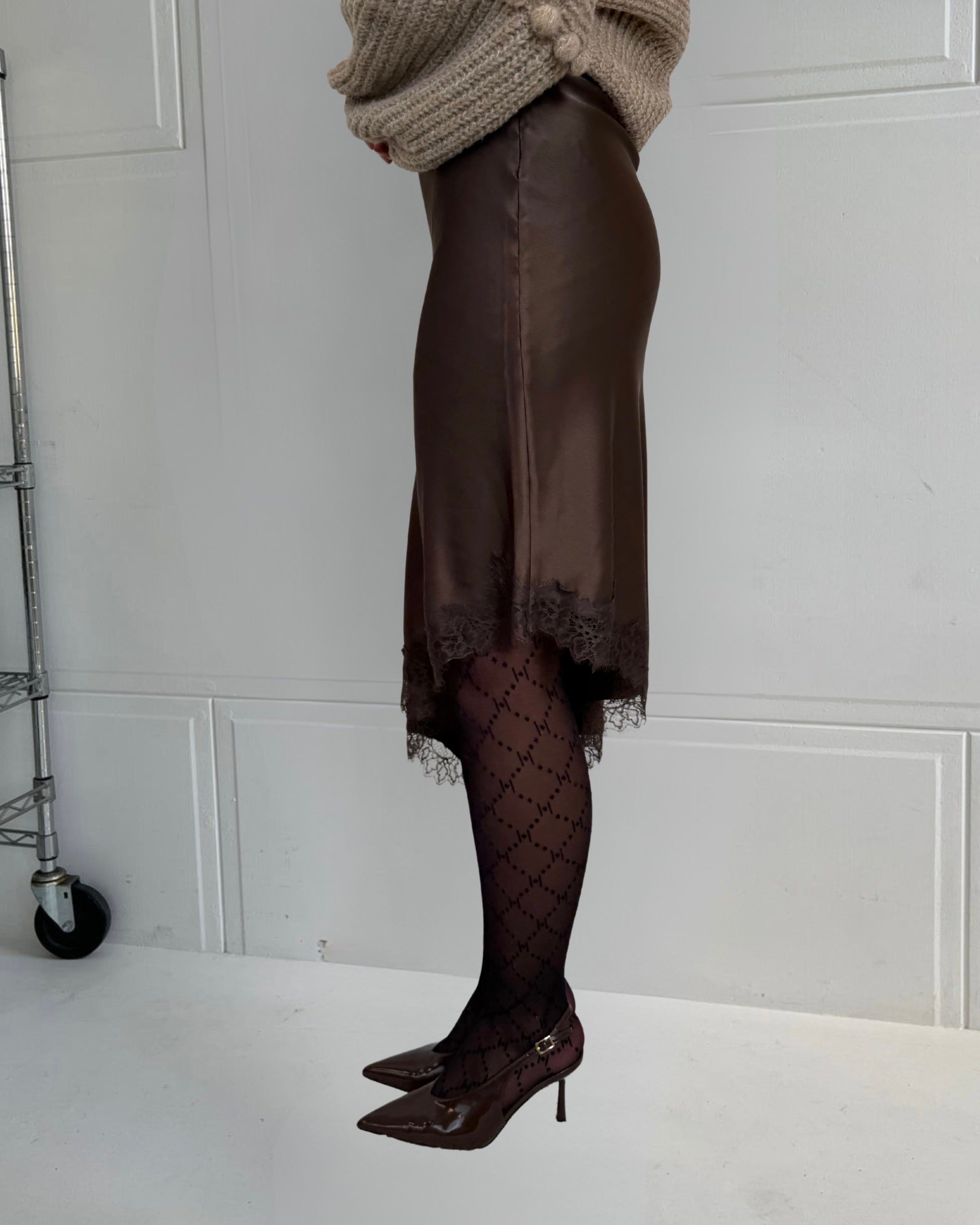 Elli  Brown satin skirt