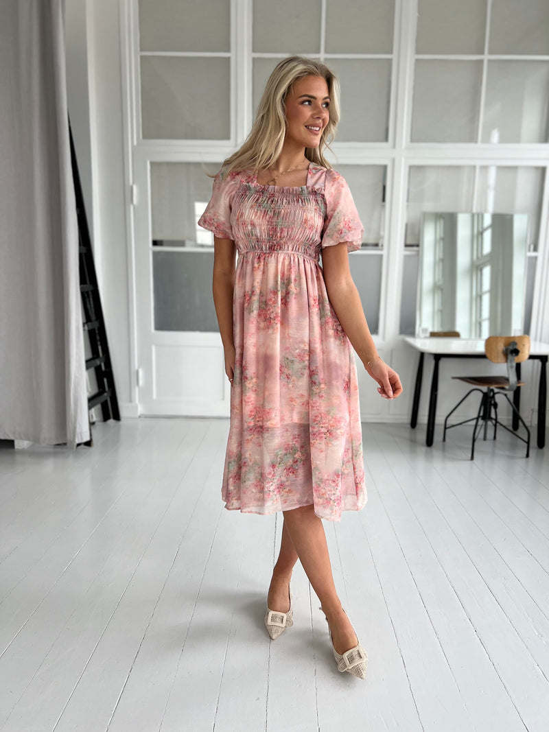 Maya peach flower dress (5417)